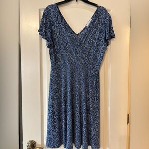 Kaileigh Navy Blue Speckled Midi Wrap Dress